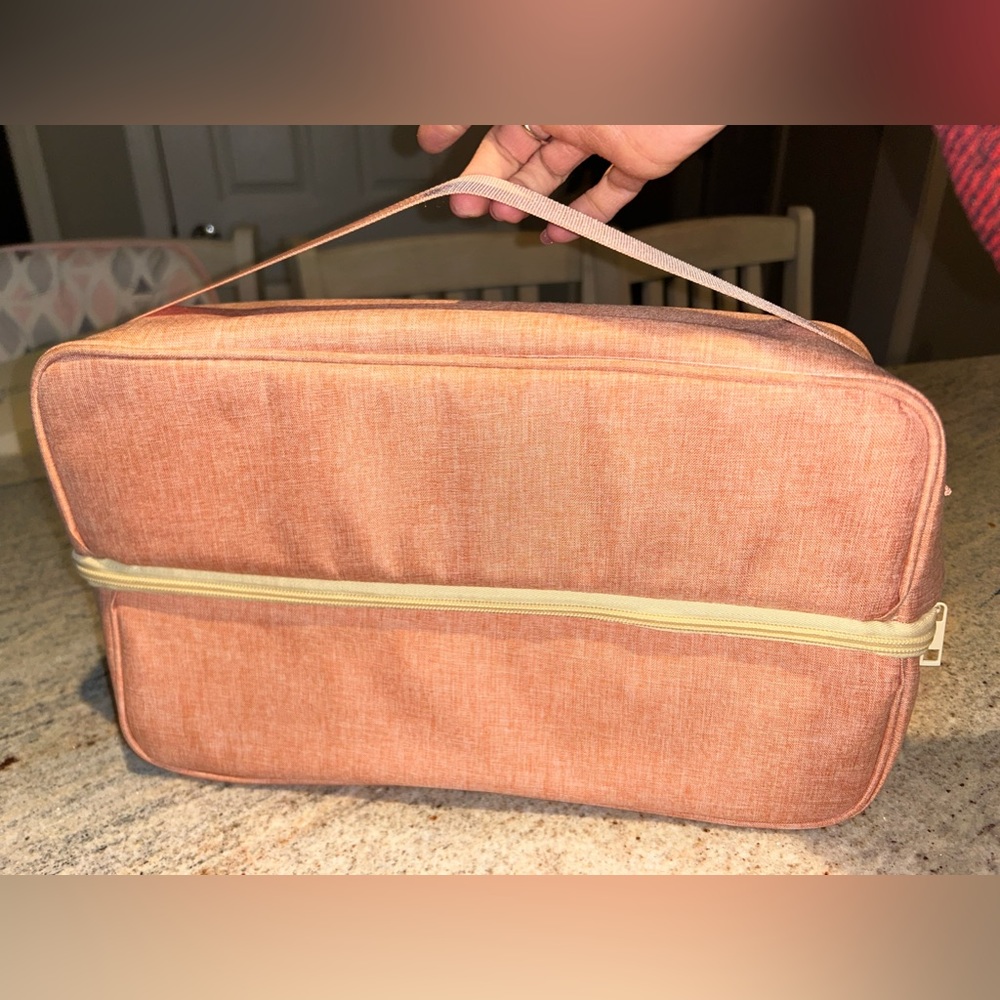 Wine Bottle & Wine Glass Glass Cooler Insulation Carry Bag Insulated Coral Pink